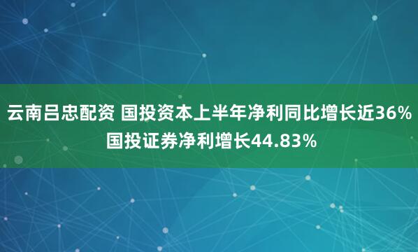 云南吕忠配资 国投资本上半年净利同比增长近36% 国投证券净利增长44.83%